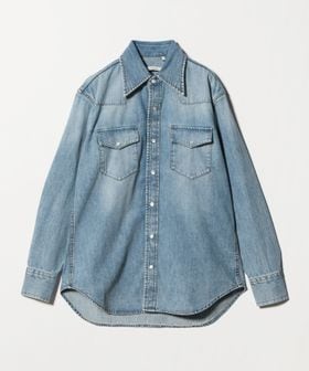 HUSBANDS/＜HUSBANDS＞WESTERN SHIRT SELVEDGE DENIM BLUE STONE WASHED/ウエスタンシャツ/シャツ / ブラウス