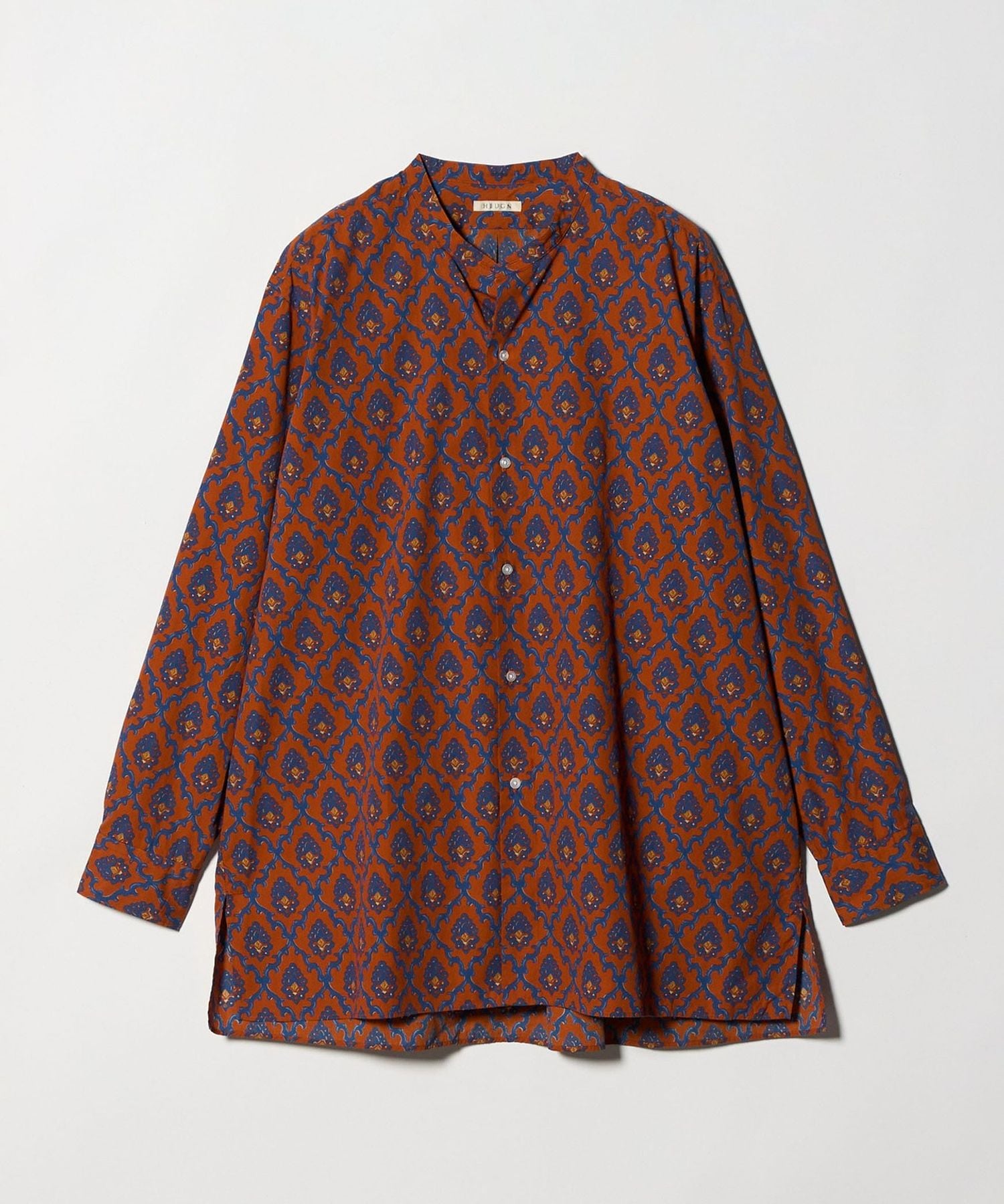 HEUGN＞MORRIS/プリント バンドカラー シャツ