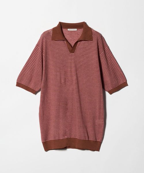 UNITED ARROWS/リネン/コットン ボーダー スキッパー ポロシャツ/ポロシャツ