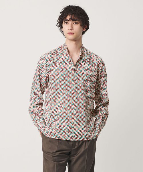 UNITED ARROWS/ジオメトリック プリント バンドカラーシャツ/シャツ / ブラウス