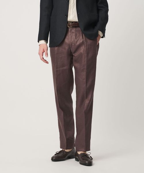 UNITED ARROWS/リネン ツイル １プリーツ リラックス テーパード イージースラックス/スラックス