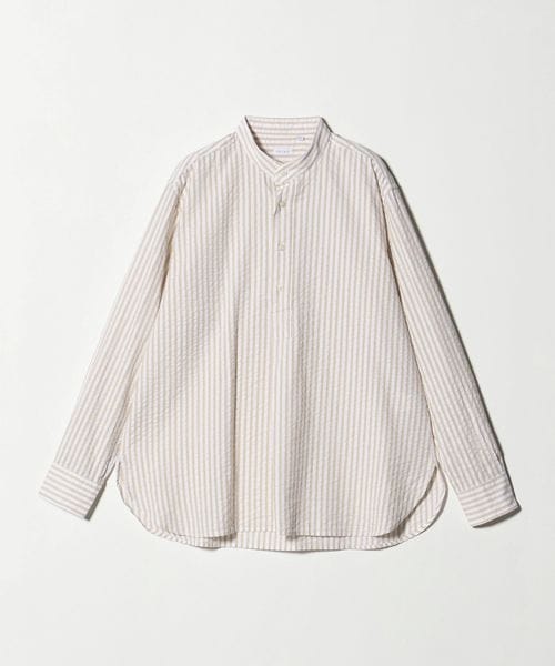 ORIAN/＜ORIAN＞シアサッカー ストライプ バンドカラー プルオーバー/シャツ / ブラウス
