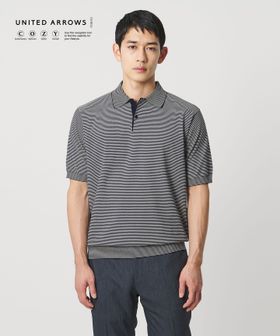 UNITED ARROWS/ショートスリーブ ボーダー ニットポロシャツ UA COZY ウォッシャブル 抗菌防臭/ポロシャツ