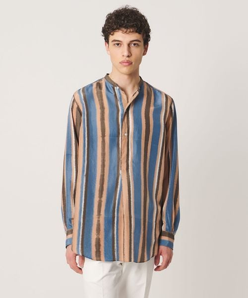 SOVEREIGN/＜SOVEREIGN＞シルク プリント バンドカラーシャツ/シャツ / ブラウス