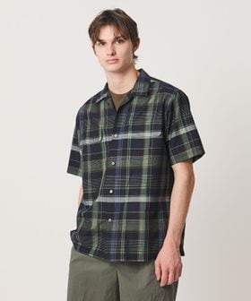 UNITED ARROWS/コットン/リネン ダークマドラスチェック オープンカラーシャツ/シャツ / ブラウス