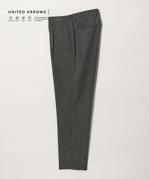 UNITED ARROWS/COOL DOTS プリント サイドシャーリング 1プリーツ パンツ ウォッシャブル ストレッチ/スラックス