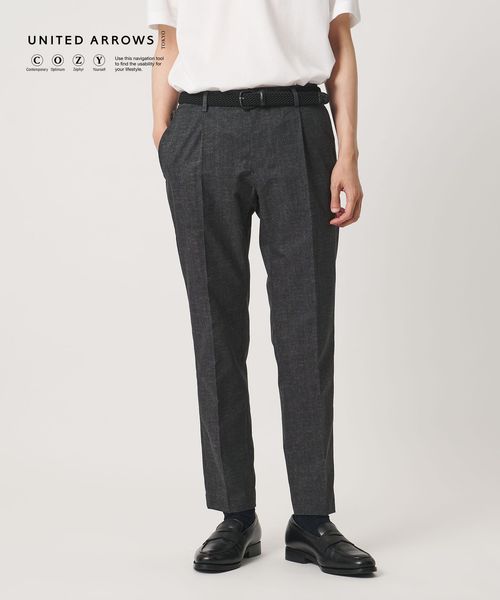 UNITED ARROWS/COOL DOTS プリント サイドシャーリング 1プリーツ パンツ ウォッシャブル ストレッチ/スラックス