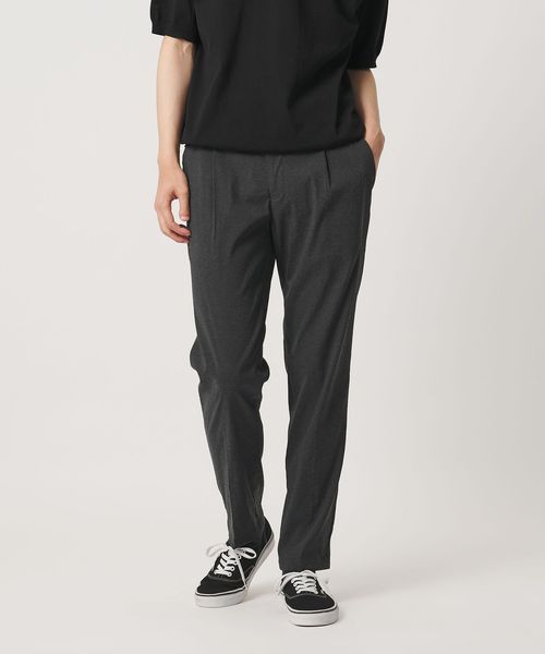 UNITED ARROWS/ウェザーコンフォート メランジ サイドシャーリング 1プリーツ パンツ 撥水 ヨコストレッチ/スラックス