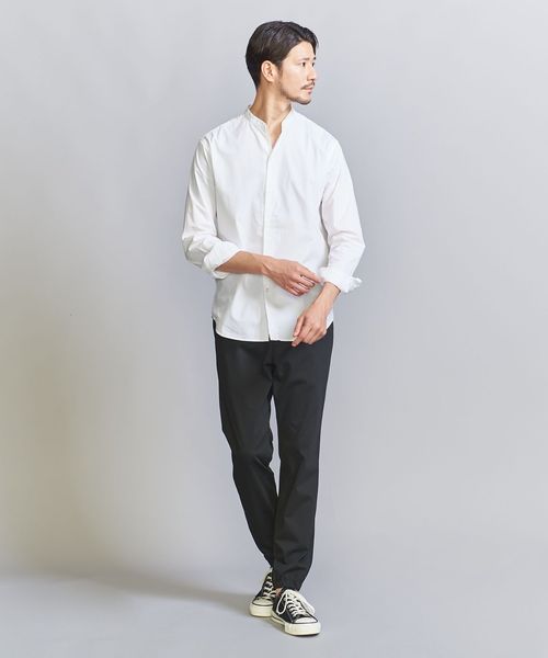 ARTS&SCIENCE バンドカラーリネンシャツ スキッパー 白 ゆったり WEB限定 WARDROBE SMART】コットン バンドカラー スキッパー シャツ