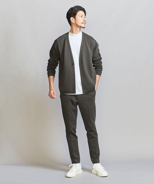 ダブルプリーツウールパンツ WARDROBE SMART】ダブルニット ノープリーツ スラックス パンツ