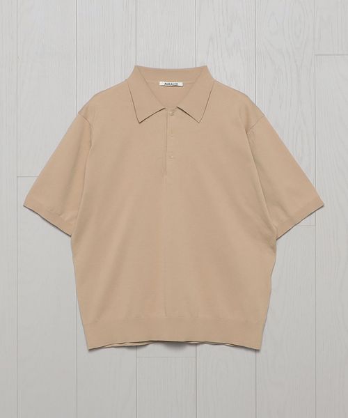 AURALEE コットン ニット ポロ 5 ネイビー AURALEE＞ SUPER HIGH GAUGE COTTON KNIT POLO/ニット ポロシャツ