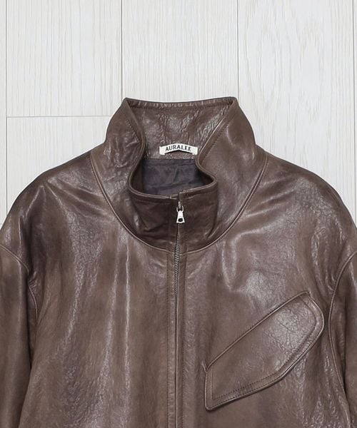 ジャケット・アウター AURALEE LAMB LEATHER FLIGHT BLOUSON 3 Auralee Lamb Leather Flight Blouson Brown Brown – Neighbour