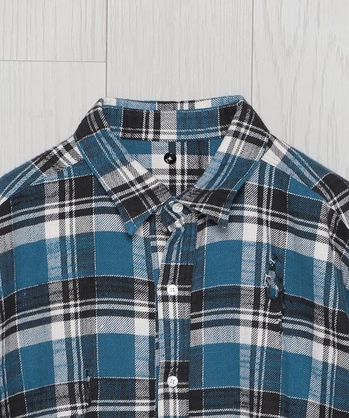 ISSUETHINGS NEL CHECK DAMAGE SHIRT ISSUETHINGS NEL CHECK DAMAGE SHIRT