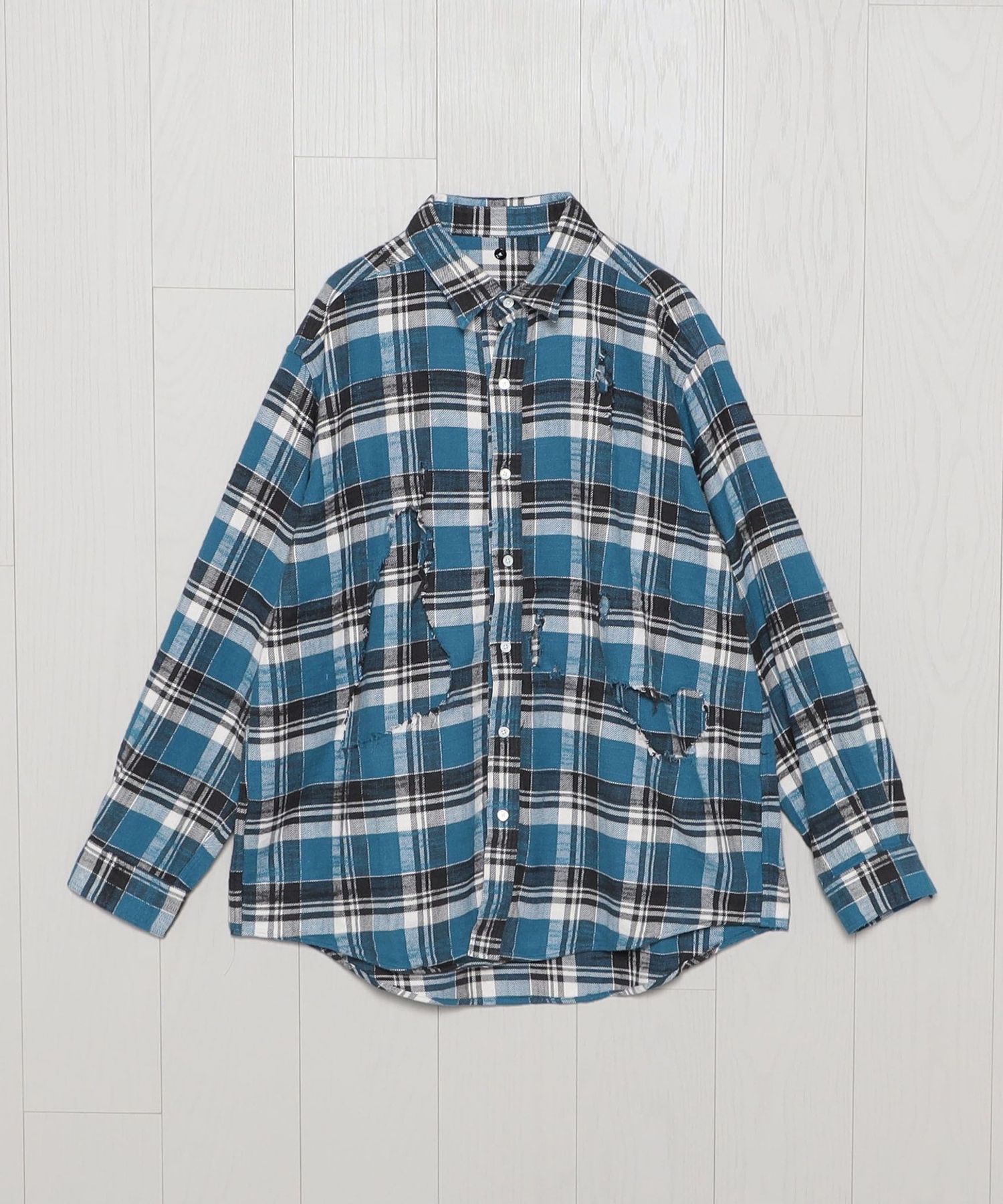 ISSUETHINGS NEL CHECK DAMAGE SHIRT ISSUETHINGS NEL CHECK DAMAGE SHIRT