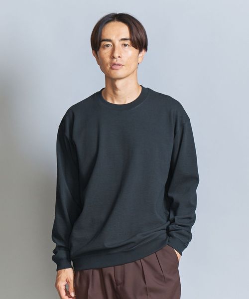 [ ] ボーダージャカードリラックスTシャツ★大人気★ ジャカード ボーダー スウェットTシャツ