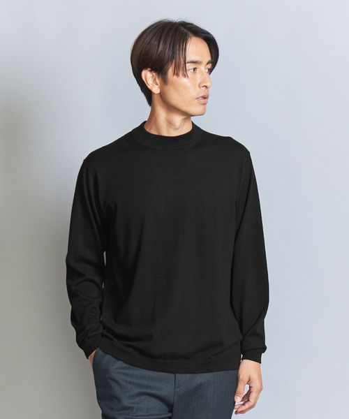 UNITED ARROWS - enof コットンカシミアニット　黒 コットンカシミヤブレンド ジャケットネック ニット
