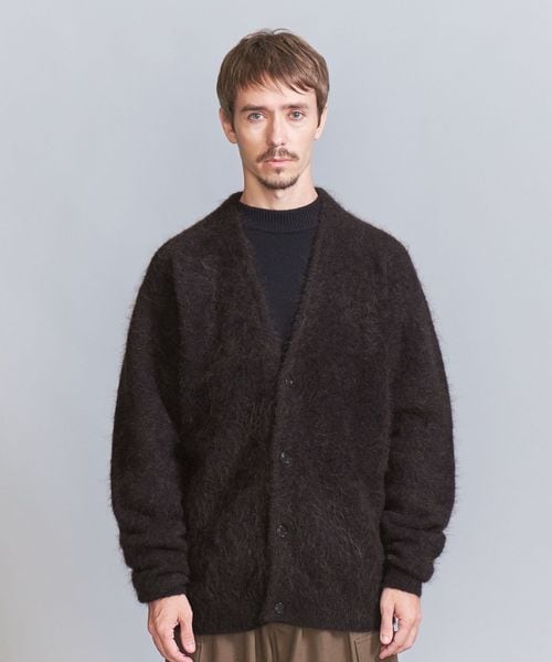 未使用　J&M DAVIDSON モヘヤ(ヤギ)　ウール　カーディガン　ブラウン 未使用 J&M DAVIDSON モヘヤ(ヤギ) ウール カーディガン