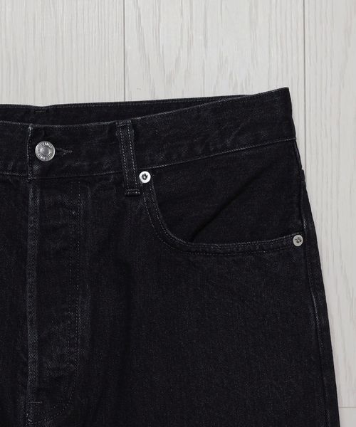 H＞ブラックデニムバギー5ポケットパンツ