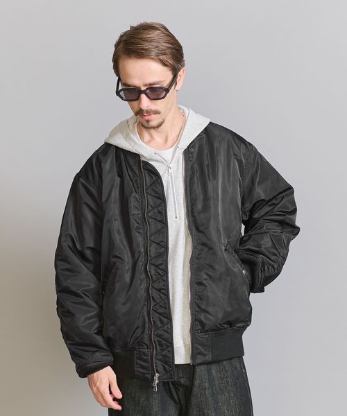 【美品】AVIREX 【別注】 MA-1 ブラック BEAUTY&YOUTH別注 別注】 ＜AVIREX＞ MA―1