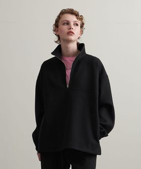 BEAUTY&YOUTH/スムース フリース ハーフジップ プルオーバー/Tシャツ / カットソー