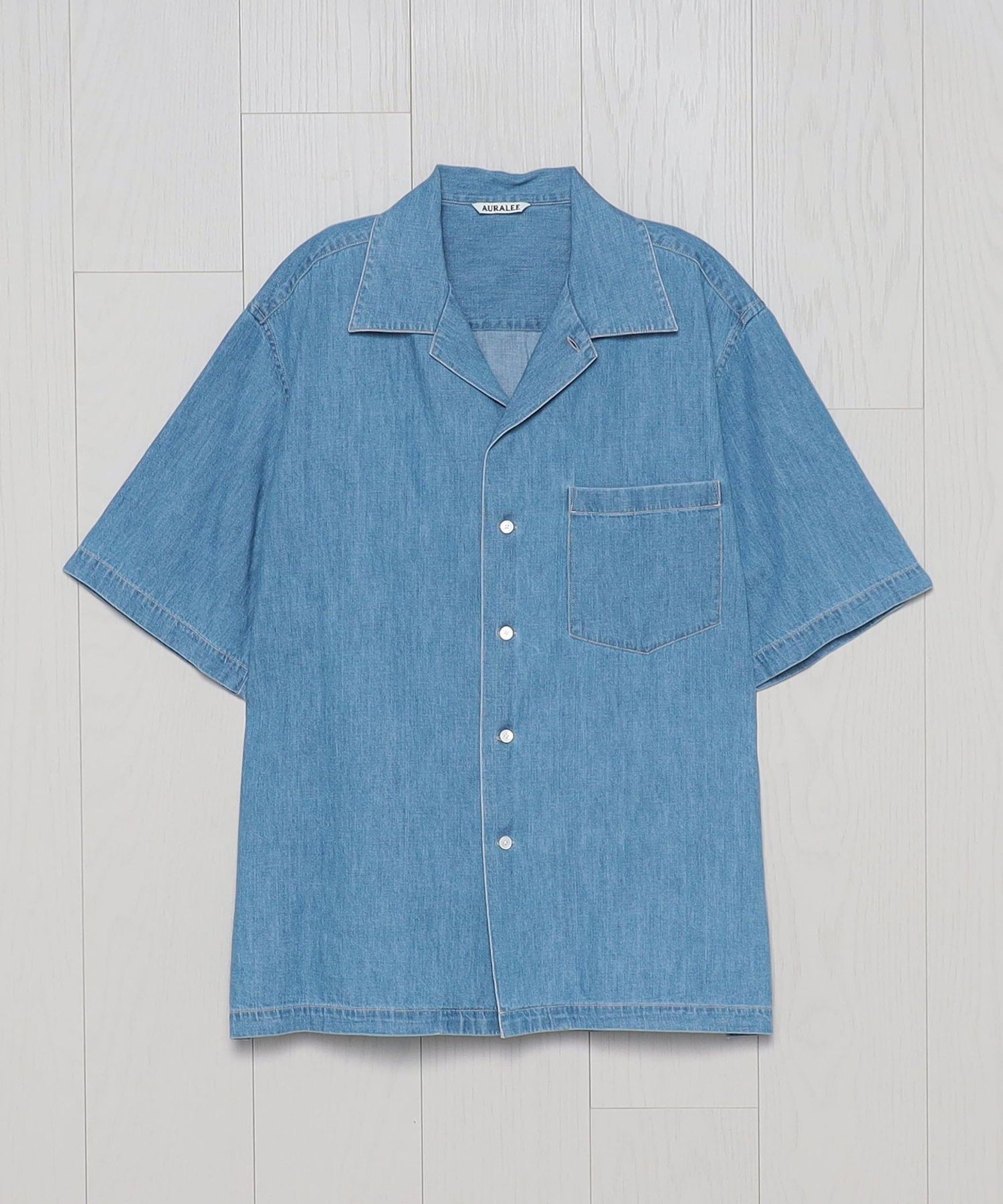 トップス AURALEE DENIM HALF SLEEVED SHIRT AURALEE 「SELVEDGE SUPER LIGHT DENIM HALF SLEEVED SHIRT/ WASHED