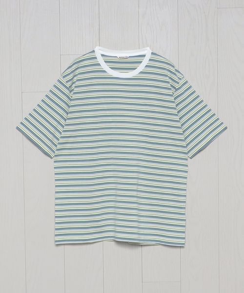 AURALEE＞ HARD TWIST COTTON BORDER T―SHIRT/Tシャツ