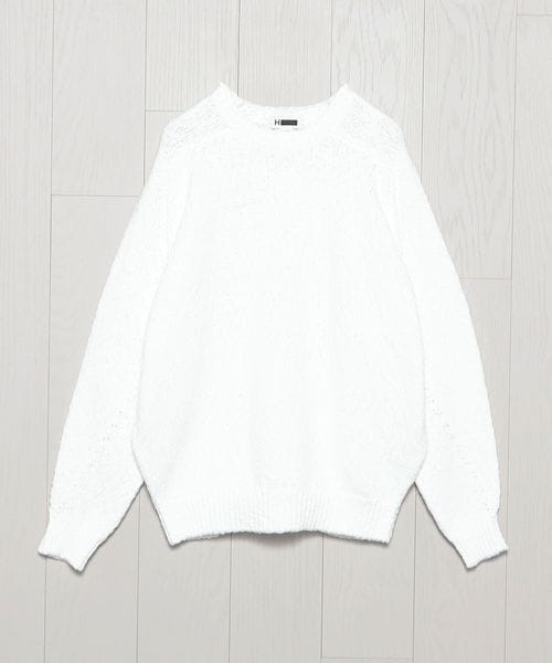 H＞バブル コットン バルーン クルーネック ニット