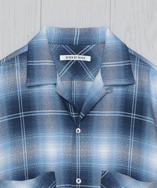 SEVEN BY SEVEN＞ OPEN COLLAR SHEER SHORT SLEEVE SHIRTS/シャツ