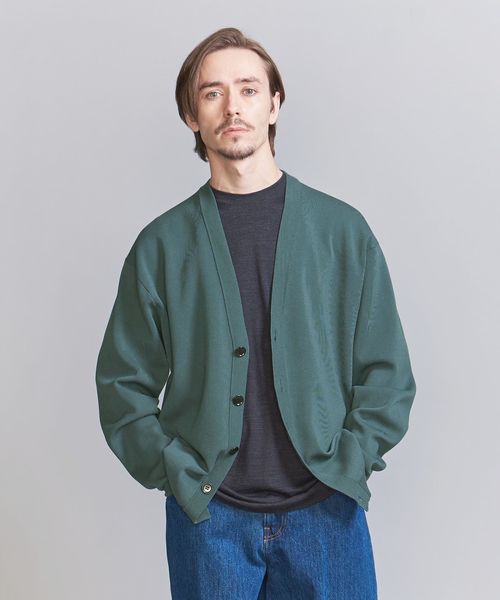 BEAUTY&YOUTH ブルゾン　アローズ　ハイブリッド　カーディガン ハイブリッド ミラノリブ Vネック カーディガン ‐ウォッシャブル‐