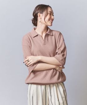 BEAUTY&YOUTH/グリッド エアーワッフル スキッパーポロシャツ/Tシャツ / カットソー