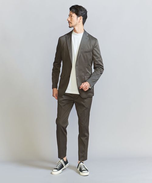 美品⁂ユナイテッドアローズ⁂パンツスーツセットアップ　洗える　ネイビー　Mサイズ WARDROBE SMART】アクティブ サテン セットアップ/ジャケット