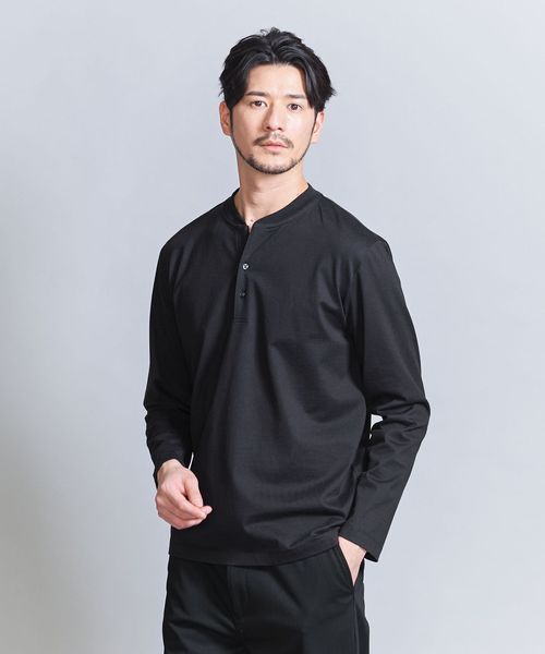 WEB限定 WARDROBE SMART】クリア ガスコットン ヘンリーネック