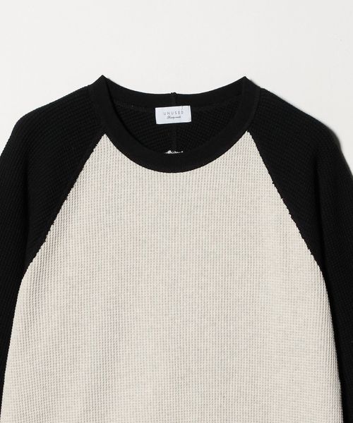 UNUSED＞RAGLAN SLEEVE WAFFLE T―SHIRT/カットソー