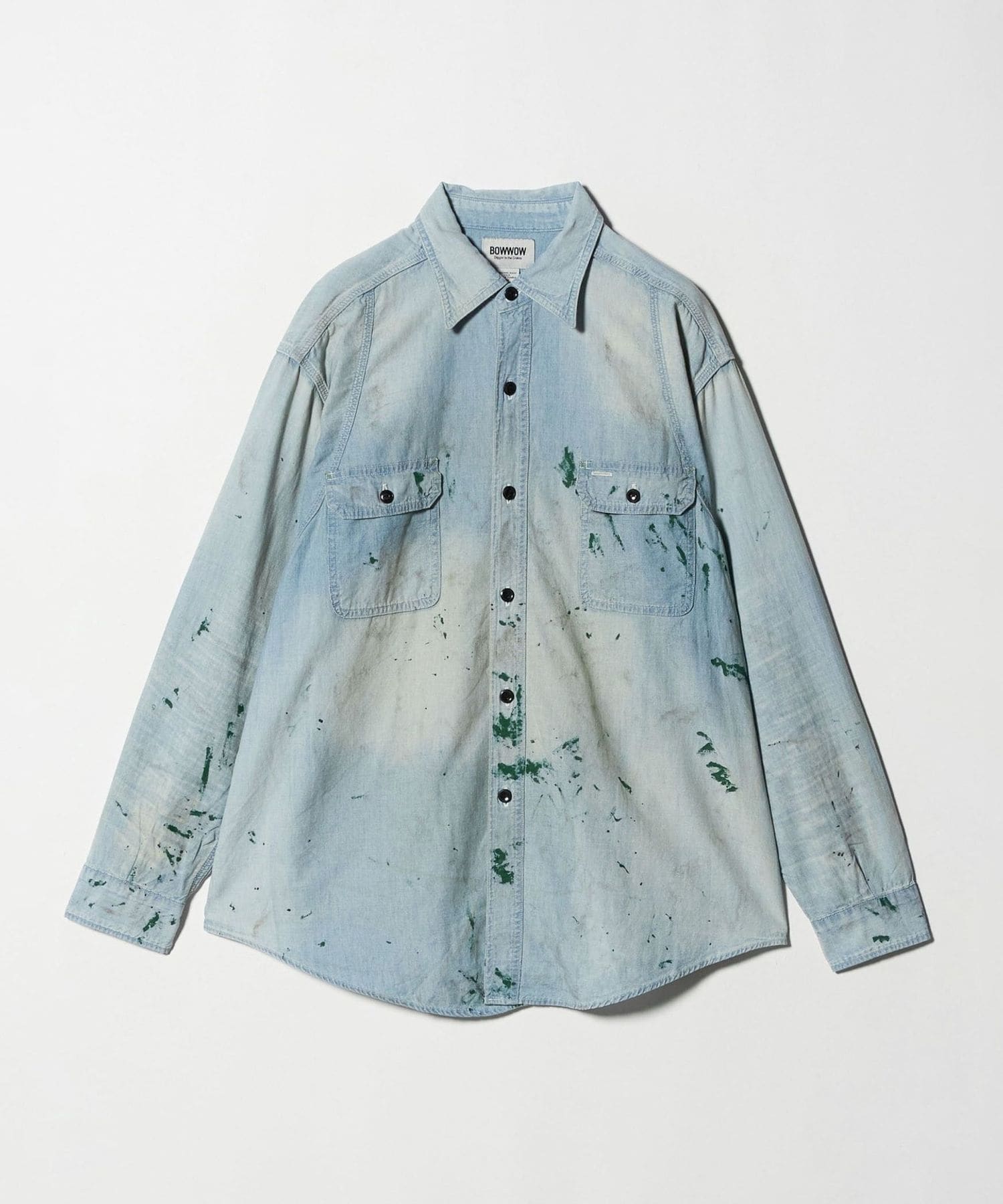 新品✨BOWWOW シャンブレーシャツ ヴィンテージ加工 XL BOWWOW＞PAINT STAINED CHAMBRAY SHIRT/シャツ