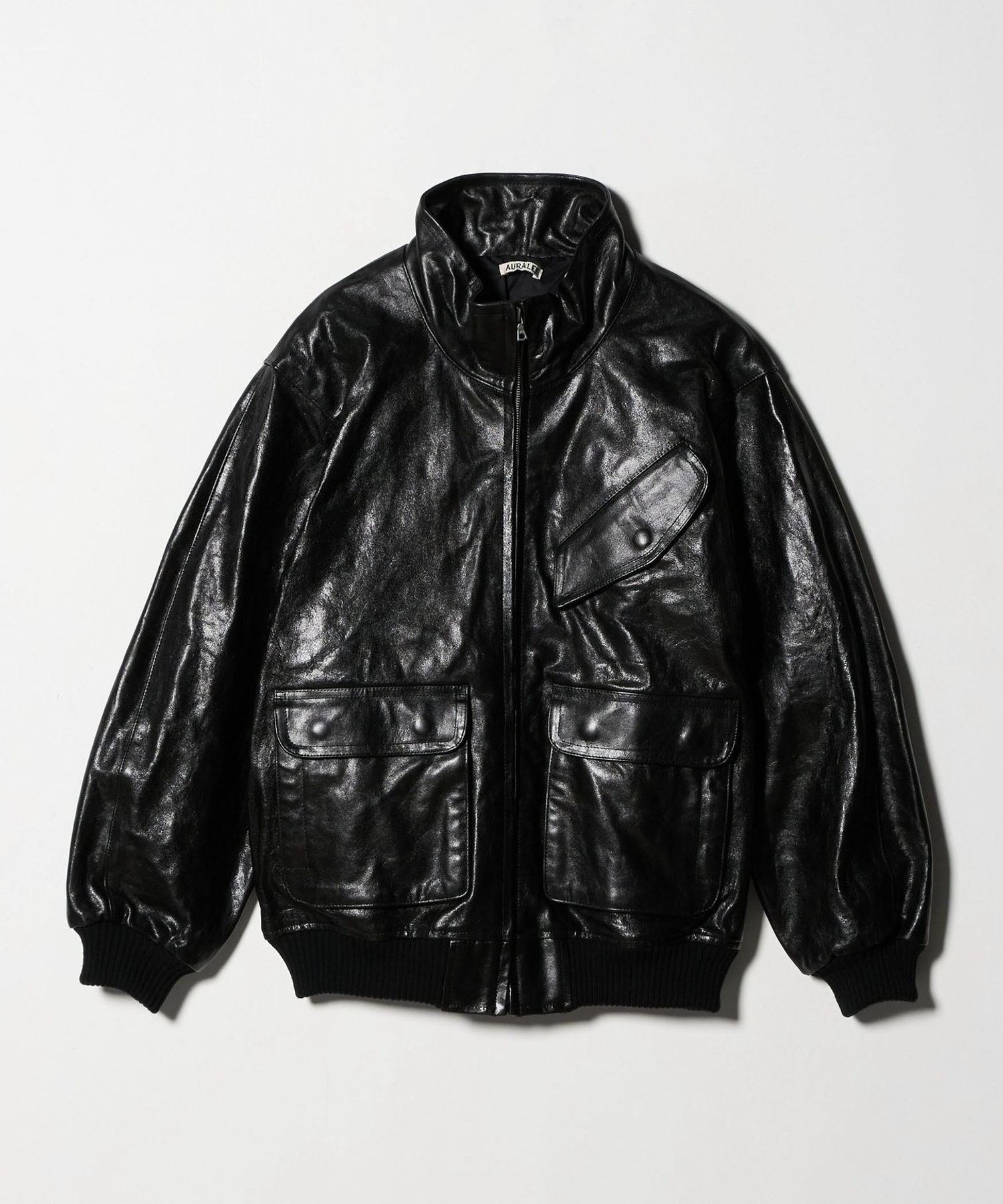 【最終値下げ 美品 完売品】Auralee☆ブルゾン☆3☆黒 AURALEE>LEATHER ZIP BLOUSON/ブルゾン