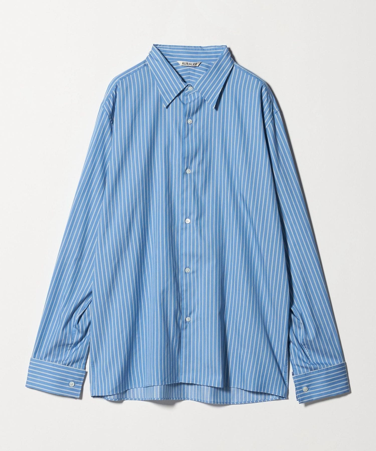 AURALEE＞COTTON SILK STRIPE DOUBLE―CUFF SHIRT/シャツ