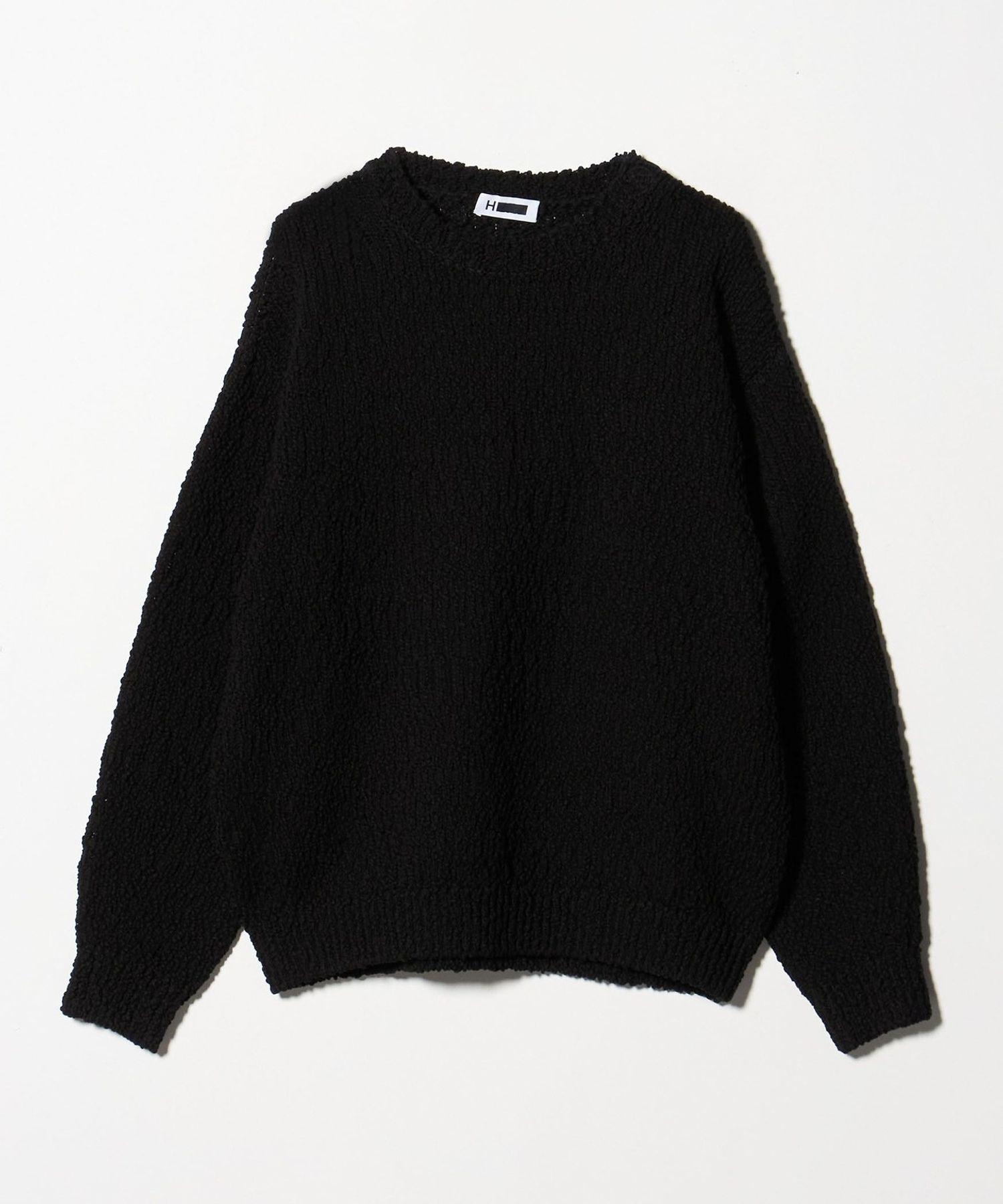 h beauty&youth バンプコットン　ワイドクロップド ニット H＞バンプコットン ワイド クロップド クルーネックニット