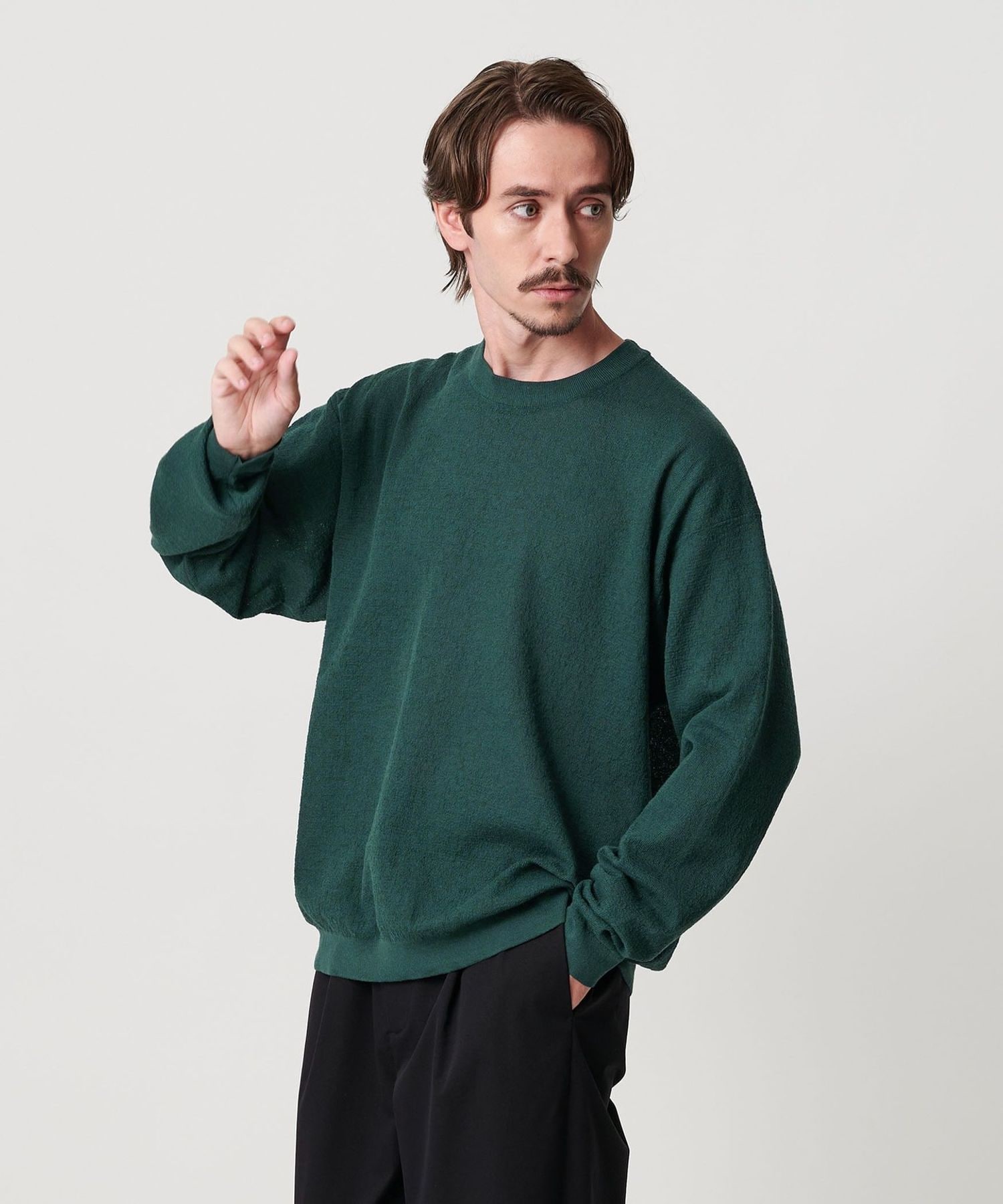 UNITED ARROWS - enof コットンカシミアニット　黒 エア ミラノ クルーネック ニット 抗菌防臭