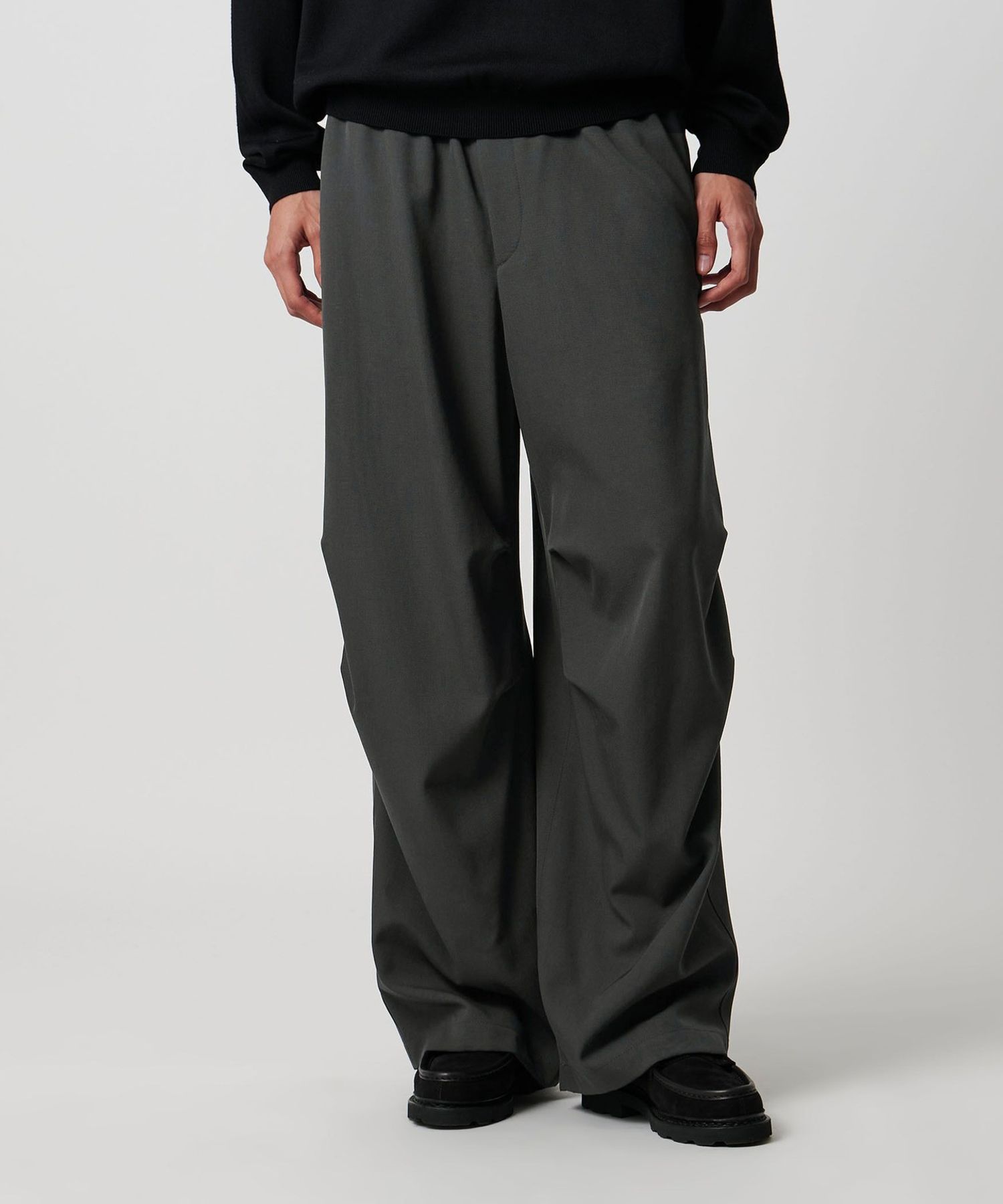 H BEAUTY&YOUTH ウールパンツ H＞ウールギャバ オーバーパンツ