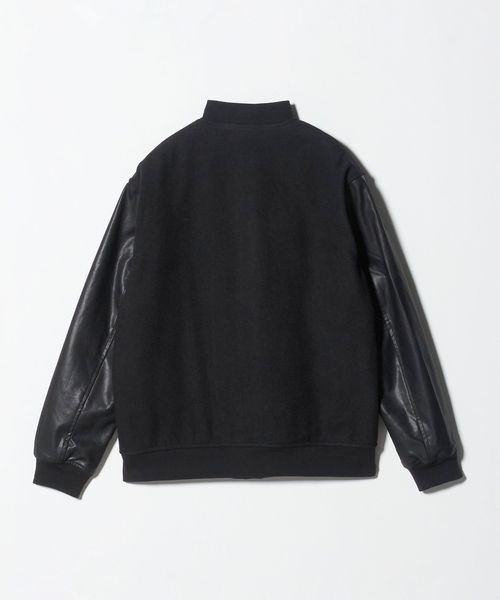 【WEB限定 WARDROBE SMART】メルトン レザーライク スタジャン WEB限定 WARDROBE SMART】ブラックメルトン レザーライク スタジャン