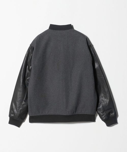 WEB限定 WARDROBE SMART】グレーメルトン レザーライク スタジャン