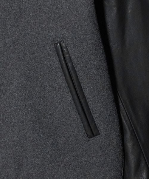 WEB限定 WARDROBE SMART】グレーメルトン レザーライク スタジャン