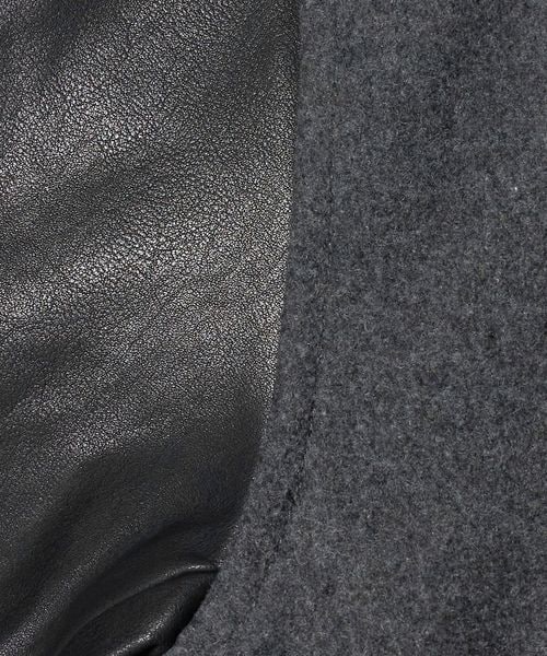 WEB限定 WARDROBE SMART】グレーメルトン レザーライク スタジャン
