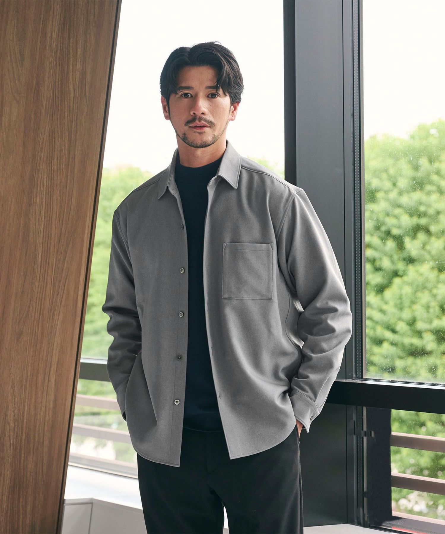 WEB限定 WARDROBE SMART】ウールライク シャツ