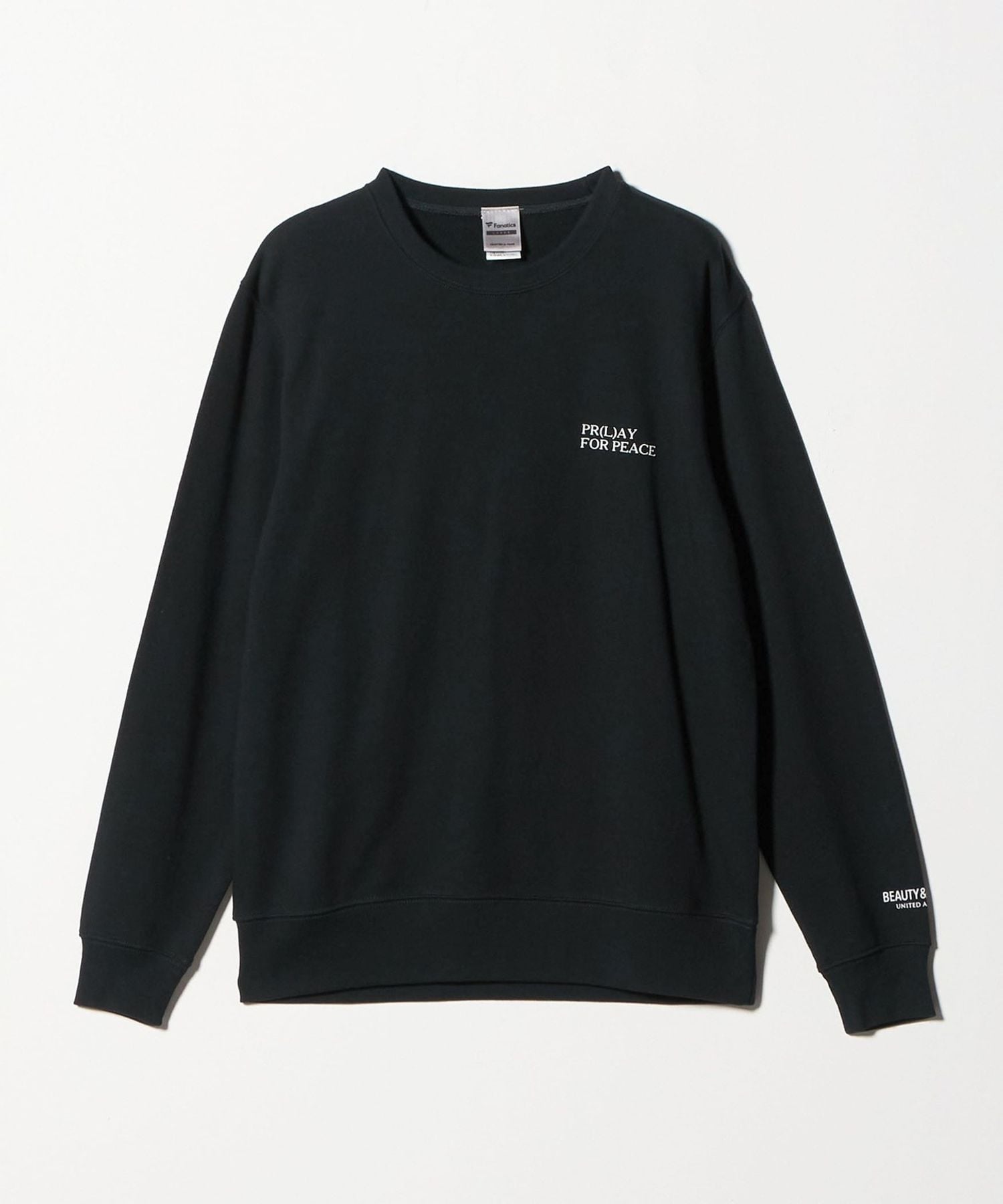 V‐VAREN×BEAUTY&YOUTH＞プリント スウェット ブラック