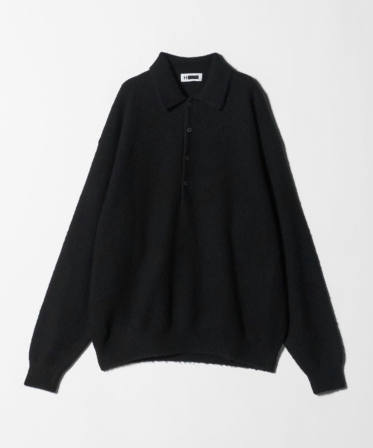 h beauty&youth ポロニットシャツ H＞ナッピングウール 4B ポロカラーニット