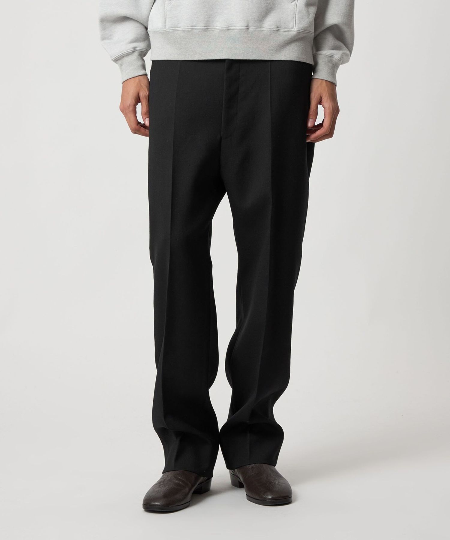 H＞クリアウール ダブルクロス ノープリーツパンツ