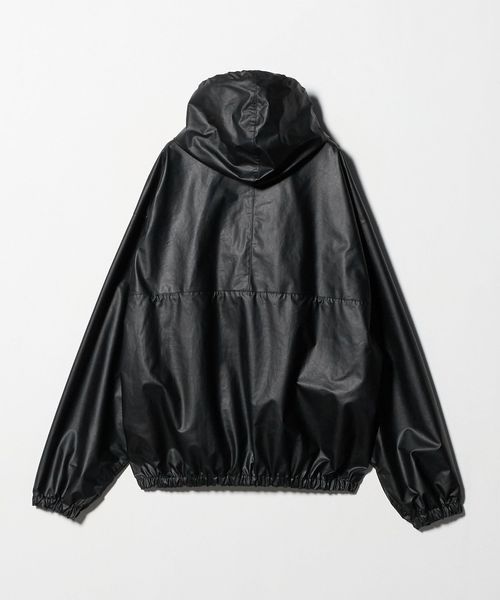 H＞ブラックコーティング フーデッドブルゾン