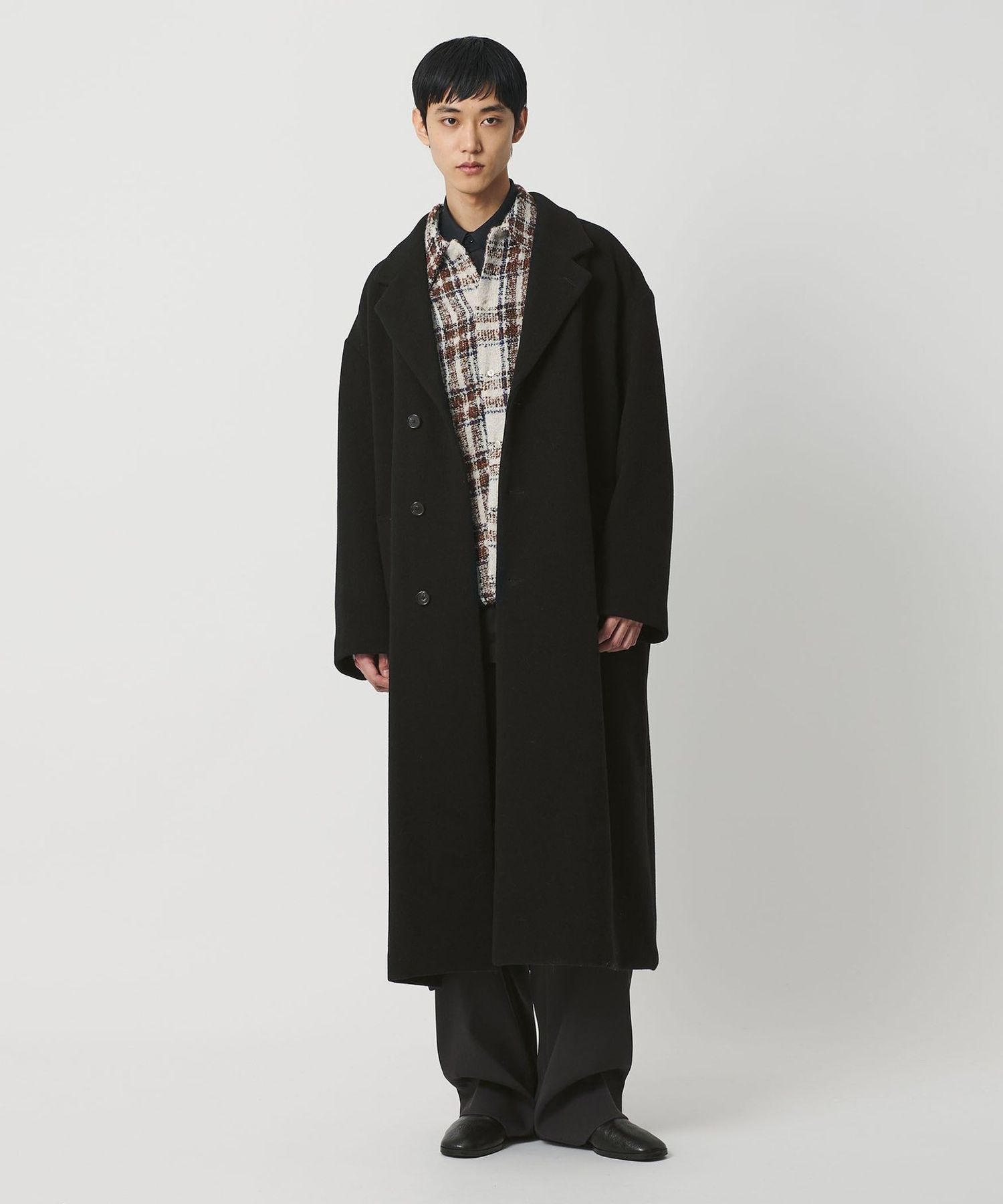 H＞ウールカシミヤ メルトン チェスターコート