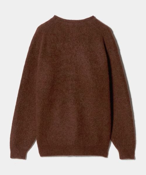 未使用　J&M DAVIDSON モヘヤ(ヤギ)　ウール　カーディガン　ブラウン シャギー モヘヤ Vネック カーディガン